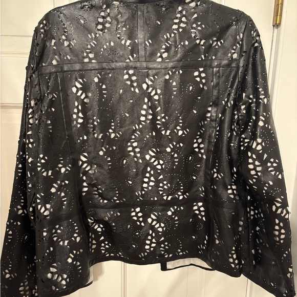 Chicos Perforated Faux Leather Jacket. Size 1 - Picture 7 of 9